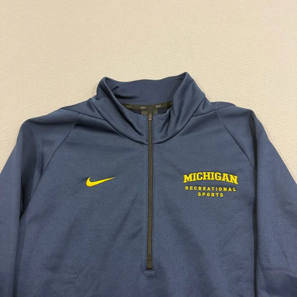 Nike Michigan Recreational Sports 1/4 Zip Pullover Large Blue Wolverines NWOT